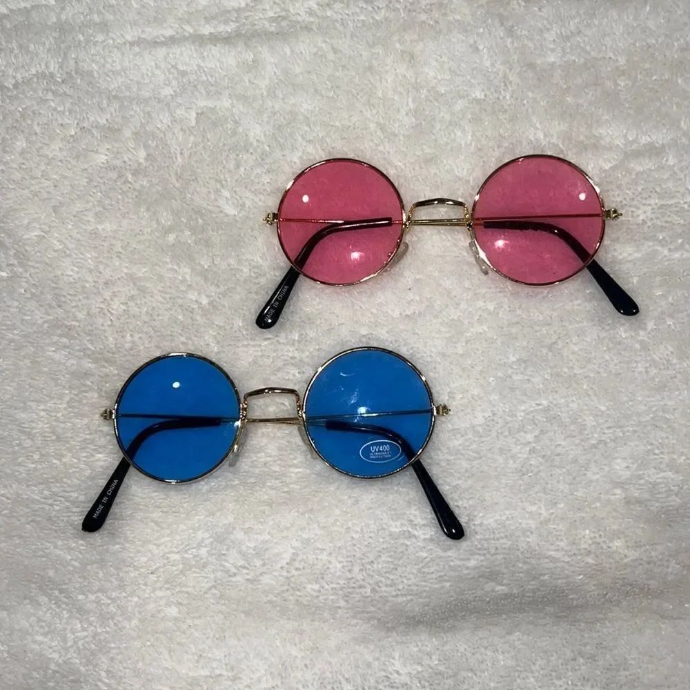 Pink and blue round glasses with gold rims TWO PAIRS BUNDLE